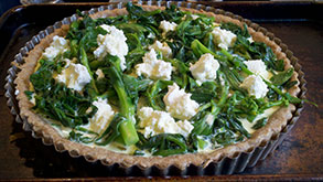 Brunch Tart with Broccoli Rabe and Spinach with Fresh Ricotta and Goat's Milk Cheese 